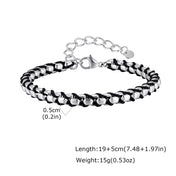 Braided Black Rope Bracelet — Stainless Steel
