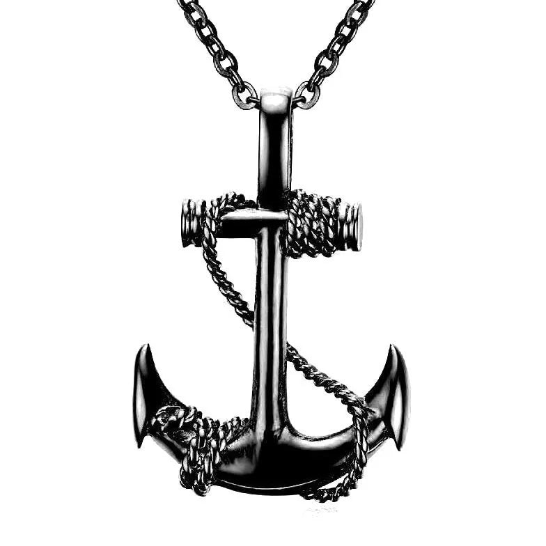 Anchor Cross Pendant Necklace — Stainless Steel