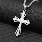 Jesus Cross & Saint Benedict Pendant Necklace — Stainless Steel