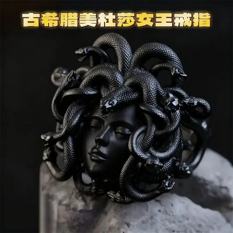 Ancient Greek Medusa Queen Coin Finger Ring — Vintage Style
