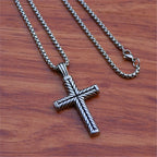 Twisted Cross Stainless Steel Pendant Necklace
