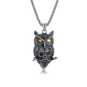 Owl Skull Pendant Necklace — Stainless Steel