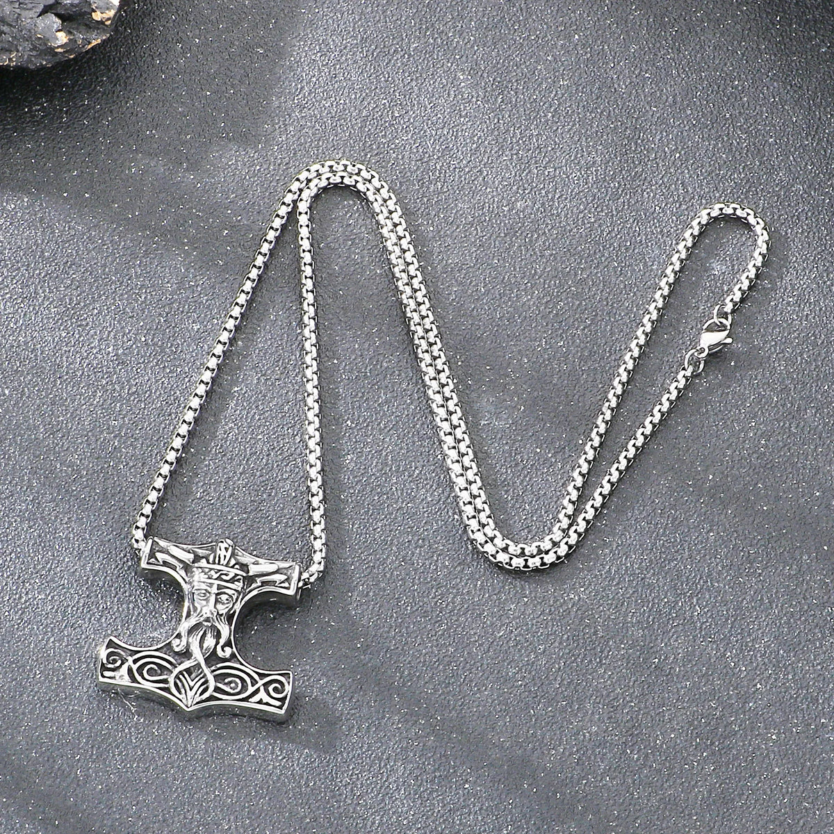 Viking Norse Thor Hammer Mjolnir Necklace — Stainless Steel