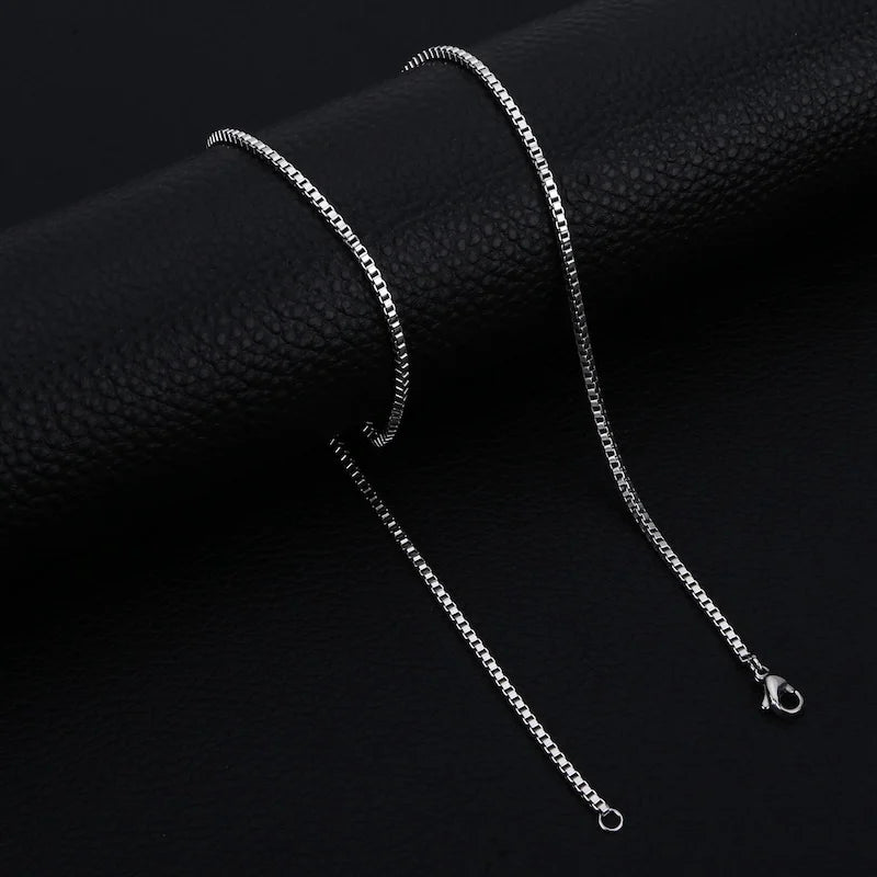 1.2mm Silver Color Stainless Steel Box Chain Necklace Hip Hop Men Necklace Fashion Titanium Steel Jewelry Trendy Gift