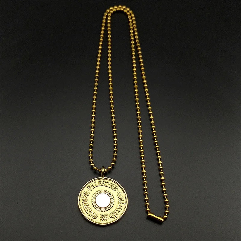 Gold Pendant Multilingual Palestine Wheat Ears
