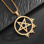 Stainless Steel Trinity Celtic Knot Nordic Rune Pendant Necklace Retro Ethnic Style Irish Knot Lucky Amulet Jewelry for Men