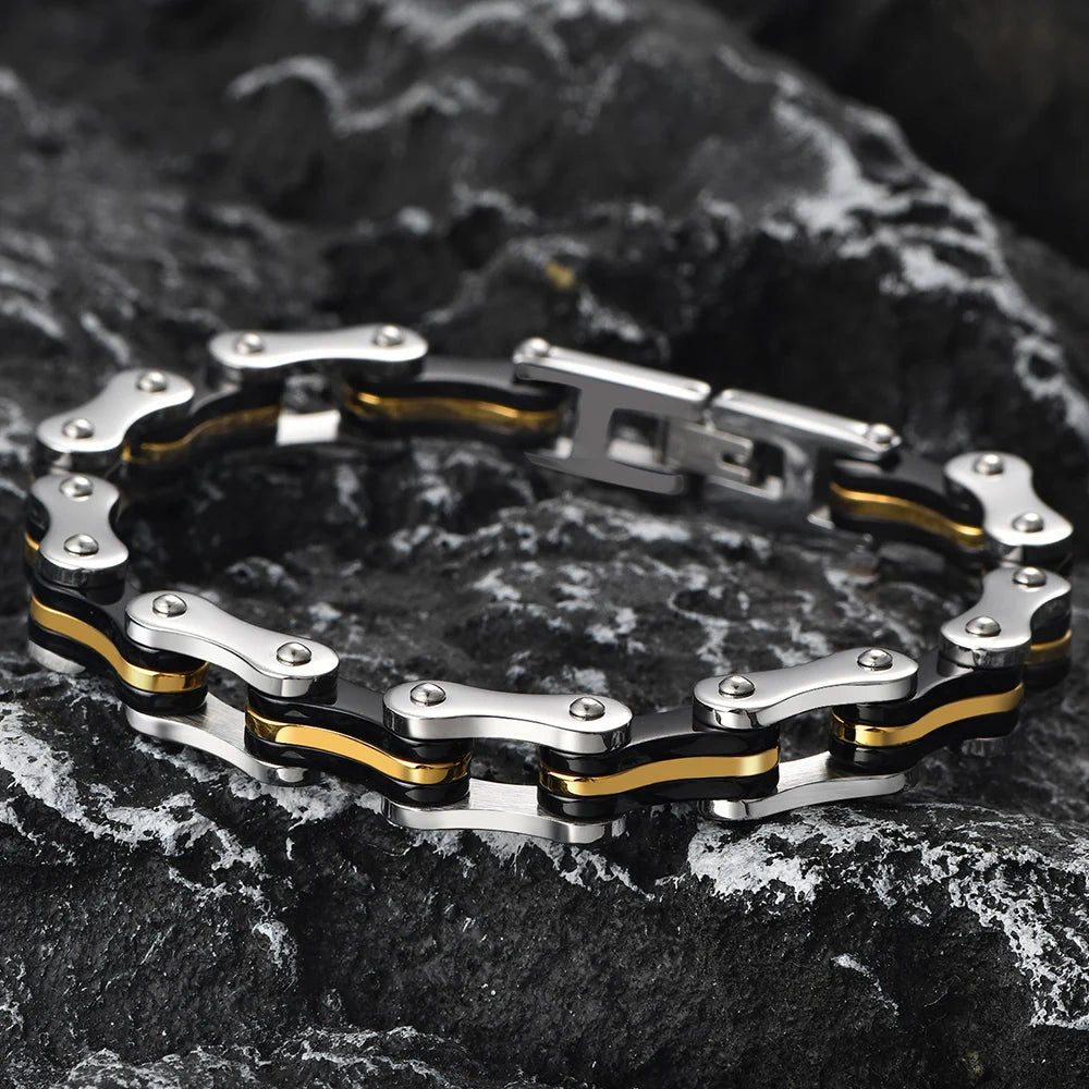 Punk Men's Biker Bracelet Motorcycle Style Chain 316l Stainless Steel Bracelets for Man Jewelry Accessory Birthday