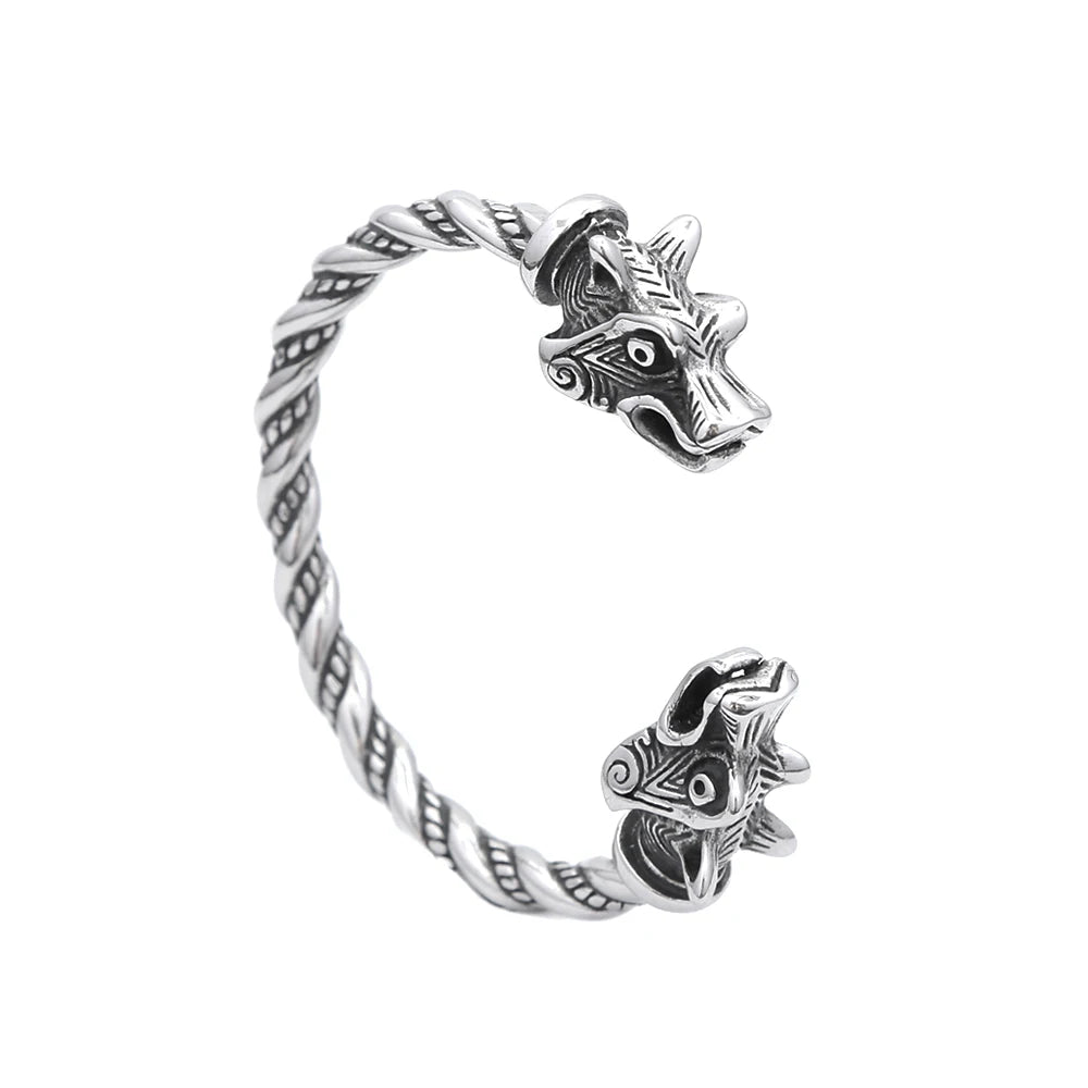 Wolf Viking Steel Bracelet Nordic Head Vintage