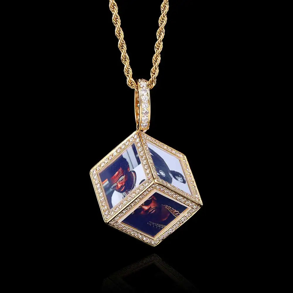 Statement Photo Pendant Necklace Memory Cube