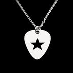 Guitar Pick Star Cross Pendant — Silver