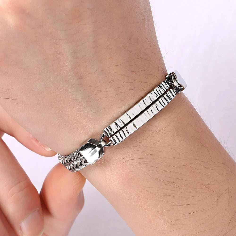Classic 8MM Men's Keel Link Chain Bracelet for Man Solid 316l Stainless Steel Men's Bracelets Boys Jewelry Accessory