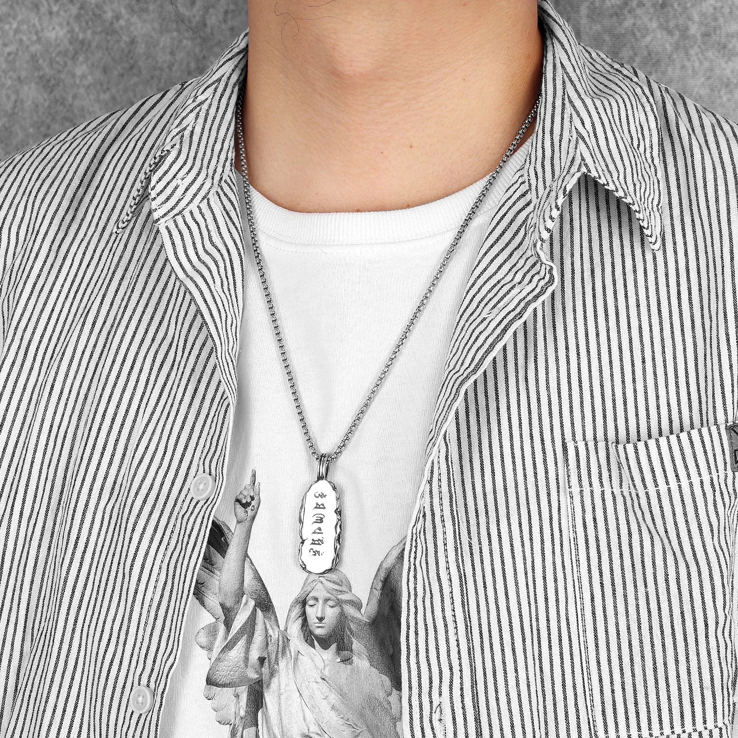 Mantra Pendant Necklace — Stainless Steel