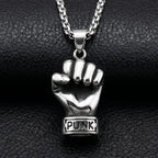 Vintage Stainless Steel Fist Hand Pendant Necklace for Men Punk Rock Sports Party Jewelry Statement Anniversary Gifts