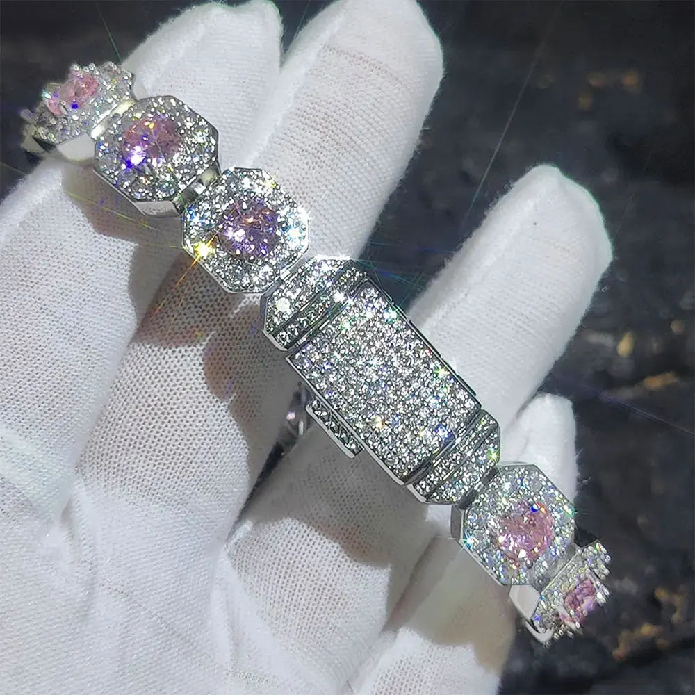 Tennis Chain Bracelet Gemstone Cluster