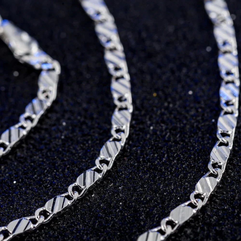New 925 Sterling Silver fine 2MM flat Clavicle chains Necklaces for Men Women wedding party Jewelry Christmas gifts 40-75cm