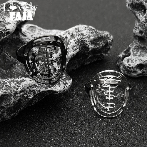 Baphomet Steel Ring Sigeal Sigil Lucifer Satan
