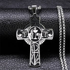 Christian Christ Eucharist Halo Grape Juice Cross Necklace Stainless Steel Men Women Catholic Holy Spirit Church Chain
