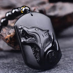 Vintage Natural Obsidian Dragon Pendant Necklace Zodiac Dragon Carved Chinese Mascot Amulet Lucky Men Necklace
