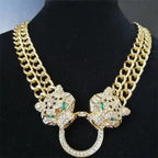Fashion Double Leopard Head Pendant With Adjustable Double Layer Chain Necklace Panther Choker For Men Women Party