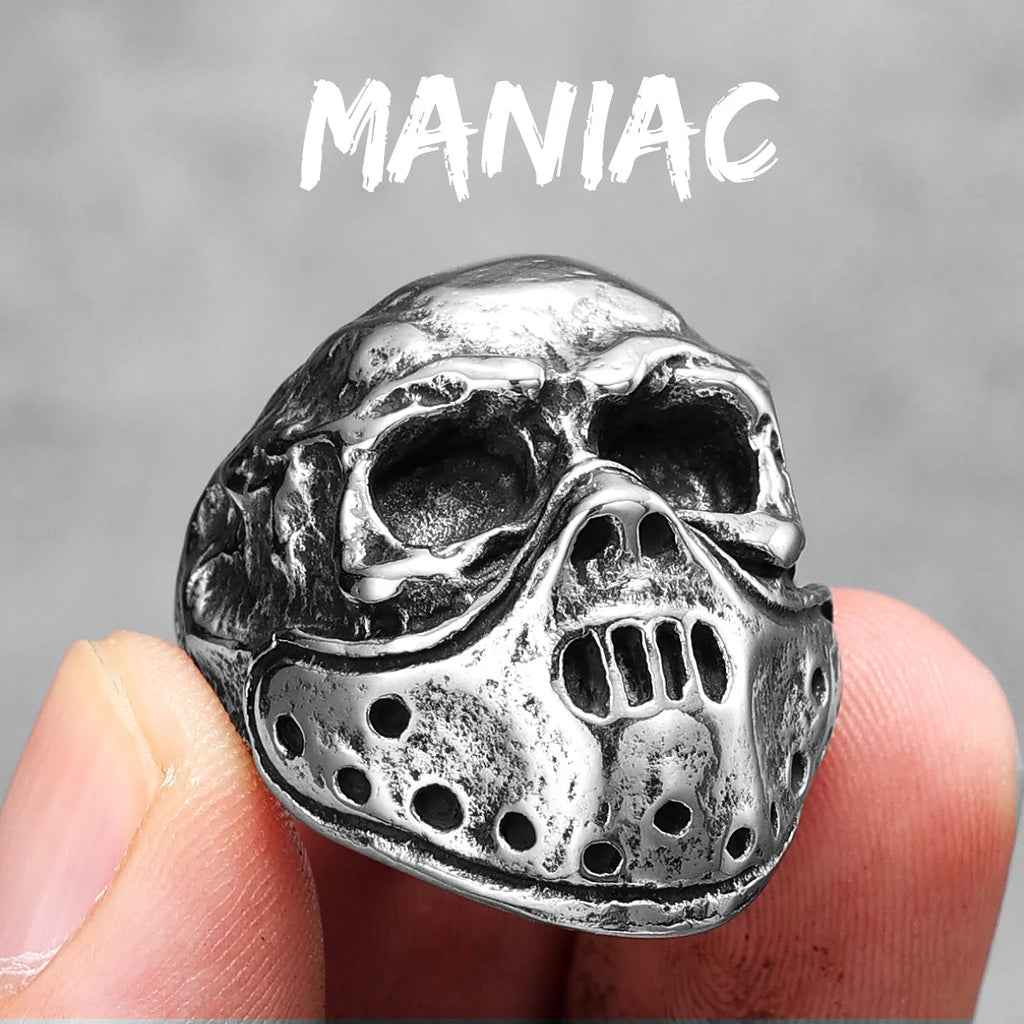 Vintage Punk Gothic All Skull Head Series Stainless Steel Womens Mens Rings Unique for Biker Jewelry Creativity Gift