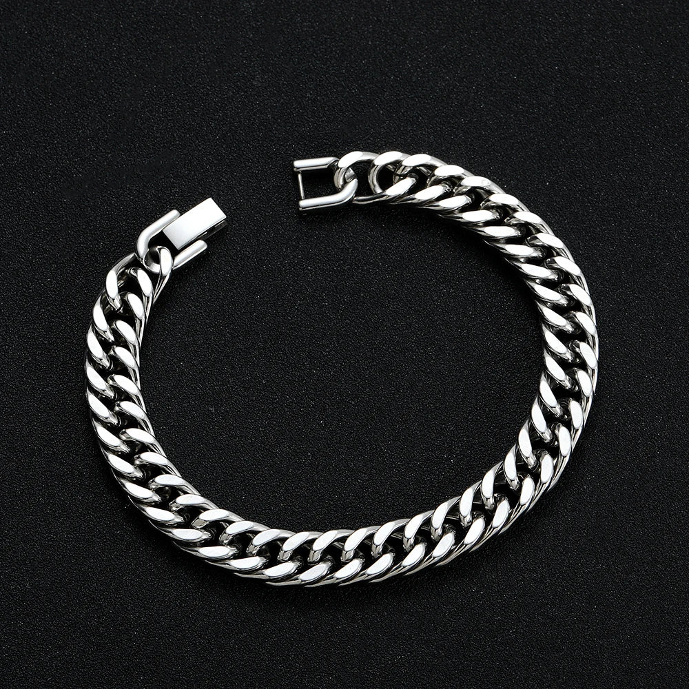 New Arrival Width 10MM 316L Stainless Steel Cuban Chain Bracelet For Men Fashion Hip Hop Party Accessories Boyfriend