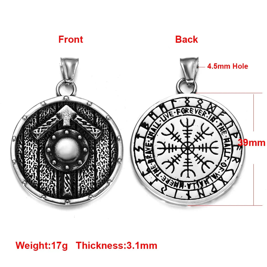 Stainless Steel Viking Norse Pendant for Necklace DIY Accessories Jewelry Making Findings Men Charm Supplies Punk Axe