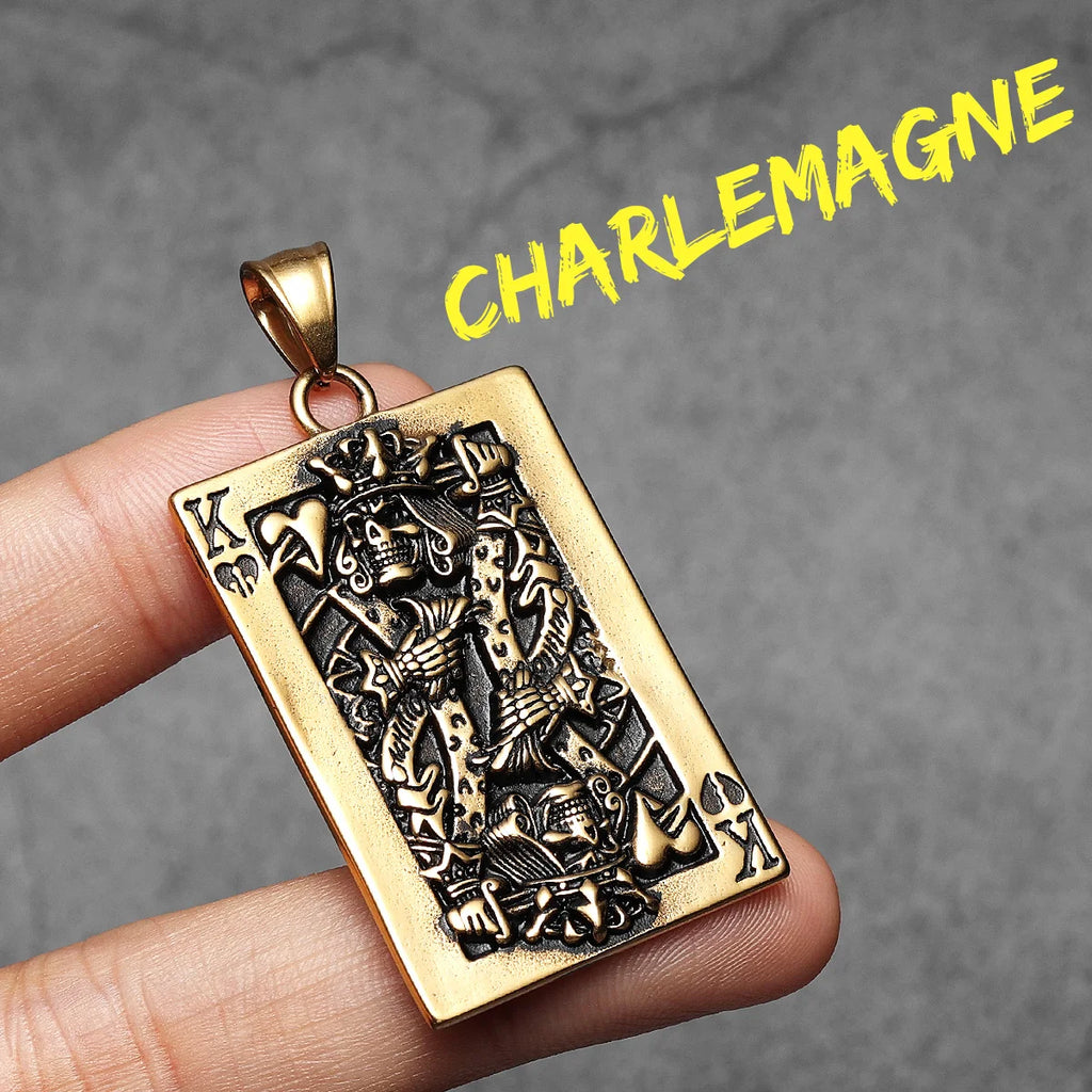 Poker Carving Pendant — Stainless Steel