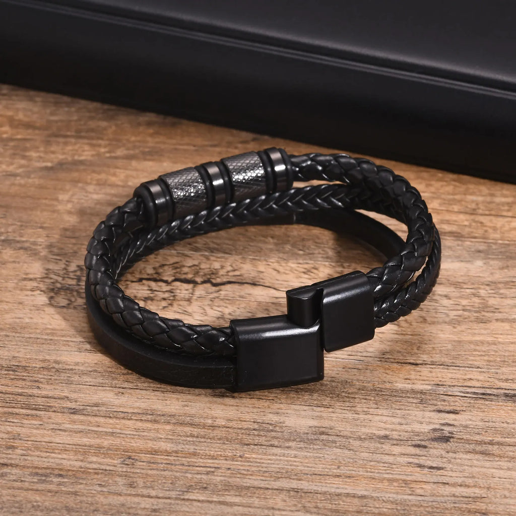 Viking Multi Layer Braided Leather Bracelet