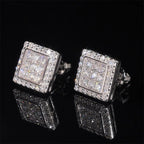 925 Sterling Silver  VVS1 D Color Moissanite  Square Stud Earrings for Men Women Screw Ear Stud Fine Jewelry Diamonds Pass Test