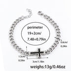 Cross Cuban Link Bracelet for Men Adjustable Stainless Steel Hip Hop Punk Religious Faith Jewelry Gift for Daily Wear