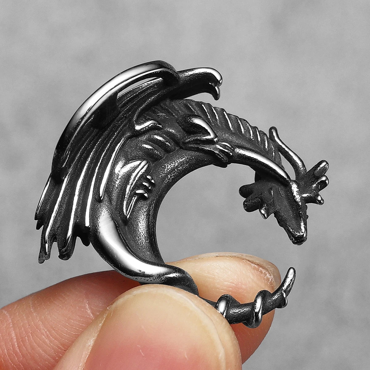 Flying Dragon Pendant Necklace — Stainless Steel
