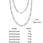 Rinntin 925 Sterling Silver Diamond-Cut Figaro Link Chain Necklace for Men Women Trendy Punk Neck Chain Silver Jewelry