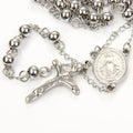 Saint Benedict Virgin Mary Rosary Necklace — Stainless Steel