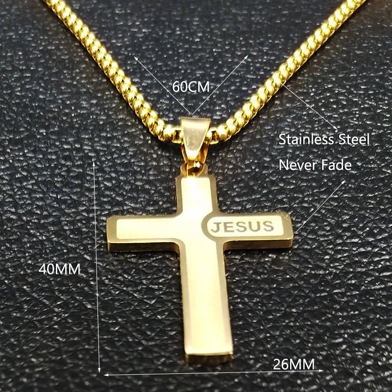 Christian Jesus Cross Pendant Necklace — Gold
