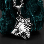 Viking Wolf Head Geri and Freki Necklace — Stainless Steel