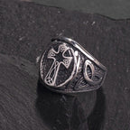 Valily Men's Celtic Knot Ring Stainless Steel Punk Silver Cross Jewelry