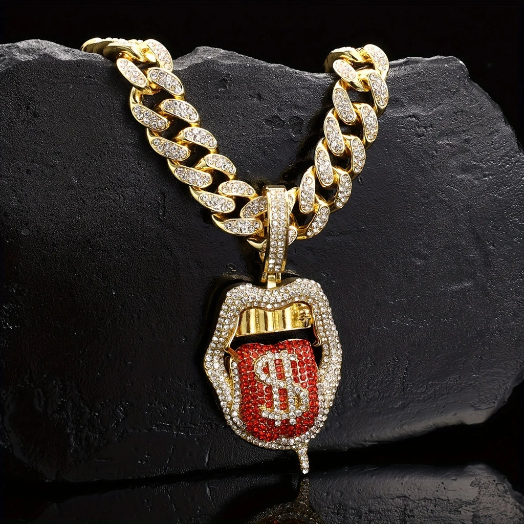 Ice Out chain Dollar Pendant 18inch 45CM plate Cuban Punk Jewelry For Gift Chain For Men And Women Necklace zircon With Hip Hop