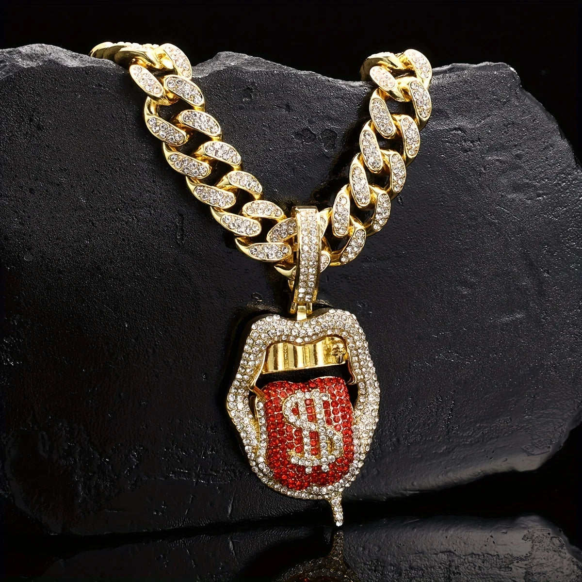 Ice Out chain Dollar Pendant 18inch 45CM plate Cuban Punk Jewelry For Gift Chain For Men And Women Necklace zircon With Hip Hop