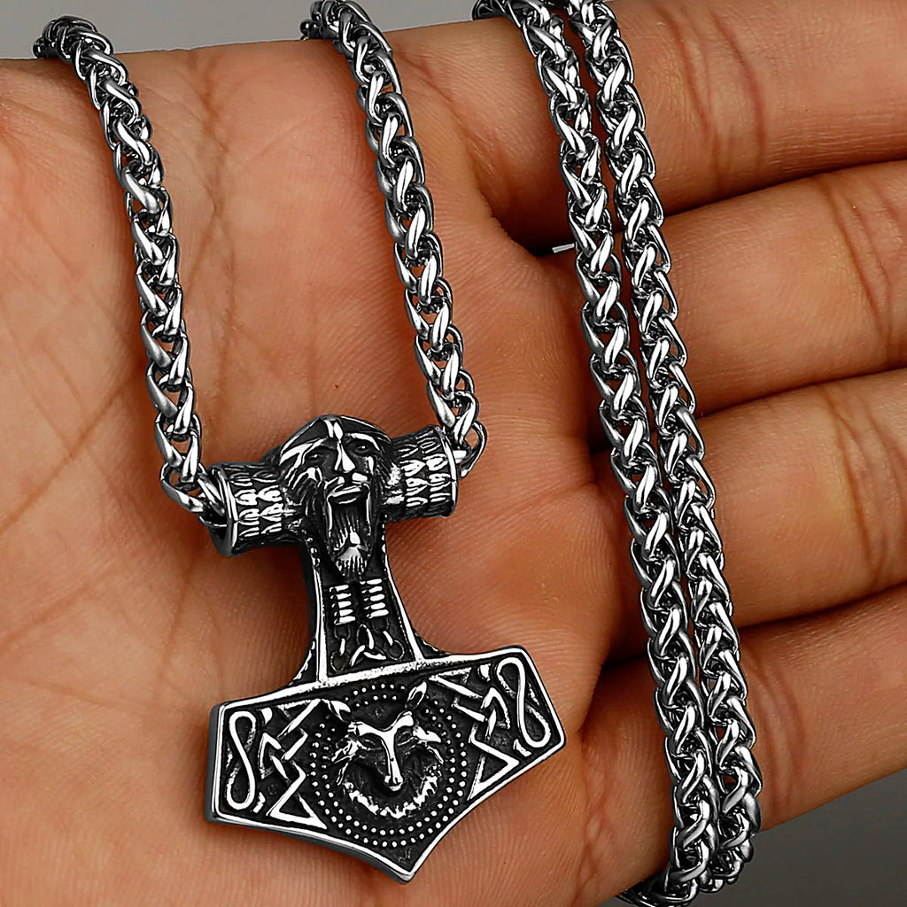 Original Viking Stainless Steel Thor Hammer Multiple Styles Domineering Unisex Necklace Pendant Boyfriend Gift