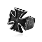 Classic Vintage Iron Cross Shape Ring Men Boy Stainless Steel Cool Motor Biker Ring Party Jewelry Amulet Gift Dropshipping Store