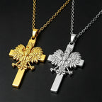 Poland Eagle Cross Necklace Golden Plated Stainless Steel Pendant Necklaces For Men Women Patriotic Jewelry 2026 Trendy