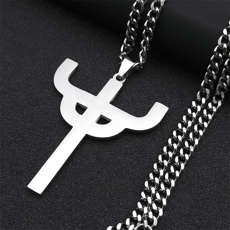 Gothic Silver Pendant Chain Necklace — Stainless Steel