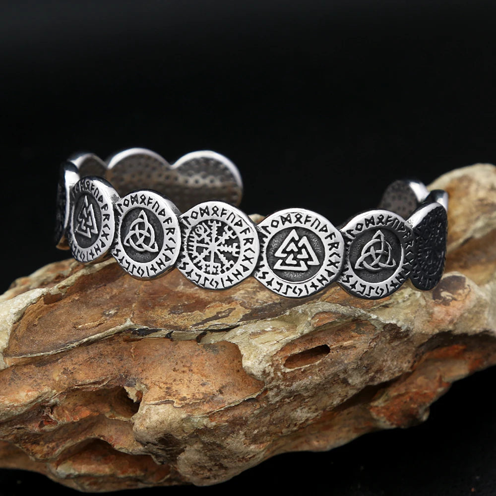Valknut Compass Bracelet — Stainless Steel