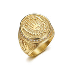 Crown & Shield Signet Ring — Gold Silver, Stainless Steel