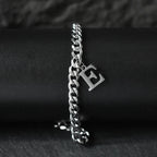 A-Z Initial Letter Cuban Chain Bracelet — Stainless Steel