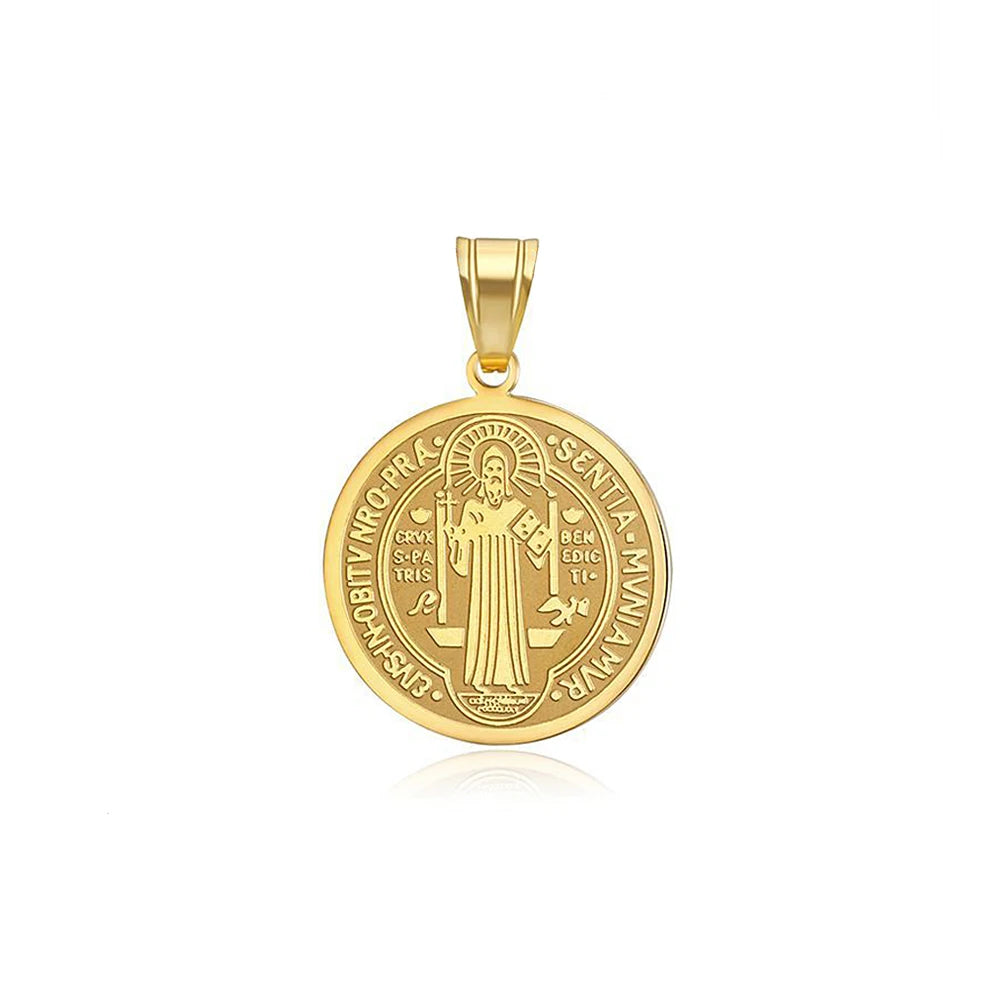 Catholic 316L Stainless Steel Saint Benedict Cross Pendant Necklaces For Men Women Religious Exorcism Prayer Jewelry