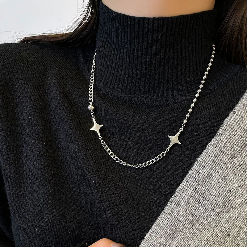 Y2K Star Charms Pendant Necklace — Stainless Steel