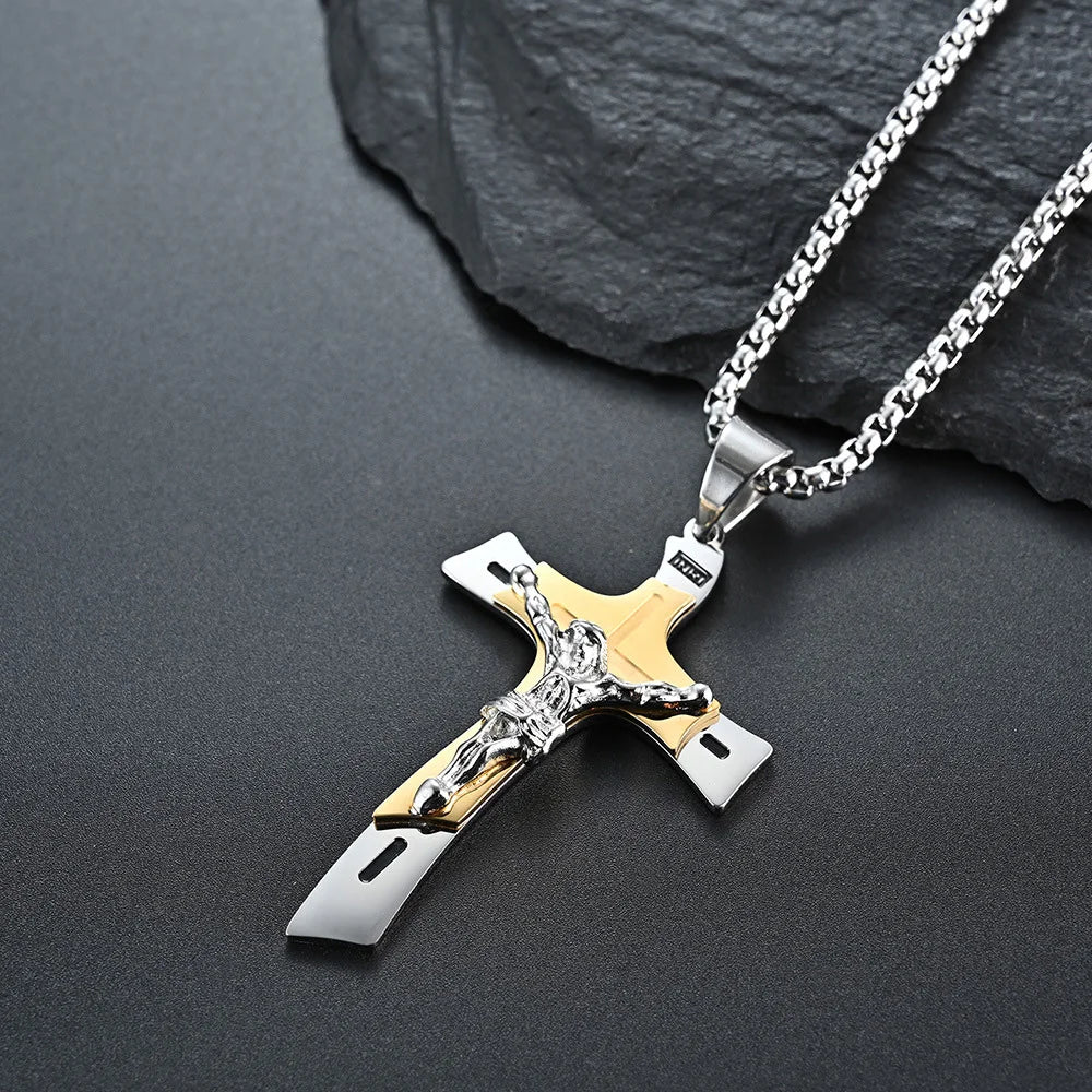 Christian Jesus Cross Pendant — Stainless Steel