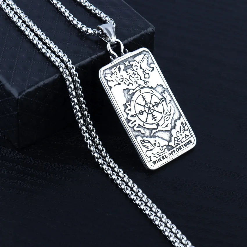 Silver Compass Pendant Necklace Stainless Steel