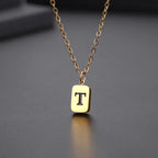 Letter Pendant Square Chain — Gold